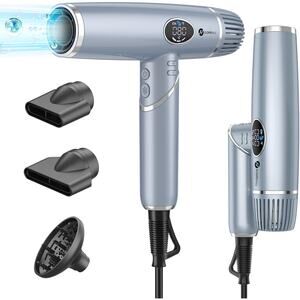 slopehill Hair Dryer, Foldable, Magnetic Diffuser & Nozzle, LCD Display